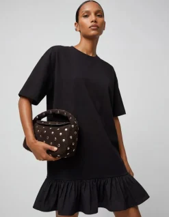 Ruffle T-shirt Mini Jurk Zwart
