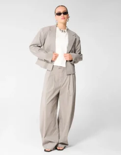 Ruiten Cropped Blazer Lichtgrijs