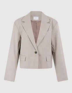 Ruiten Cropped Blazer Lichtgrijs