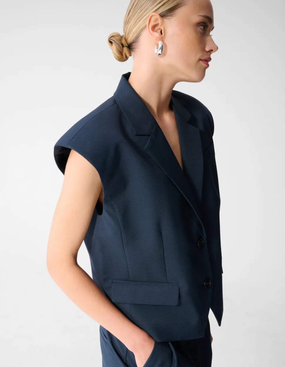 Ruiten Gilet Donkerblauw