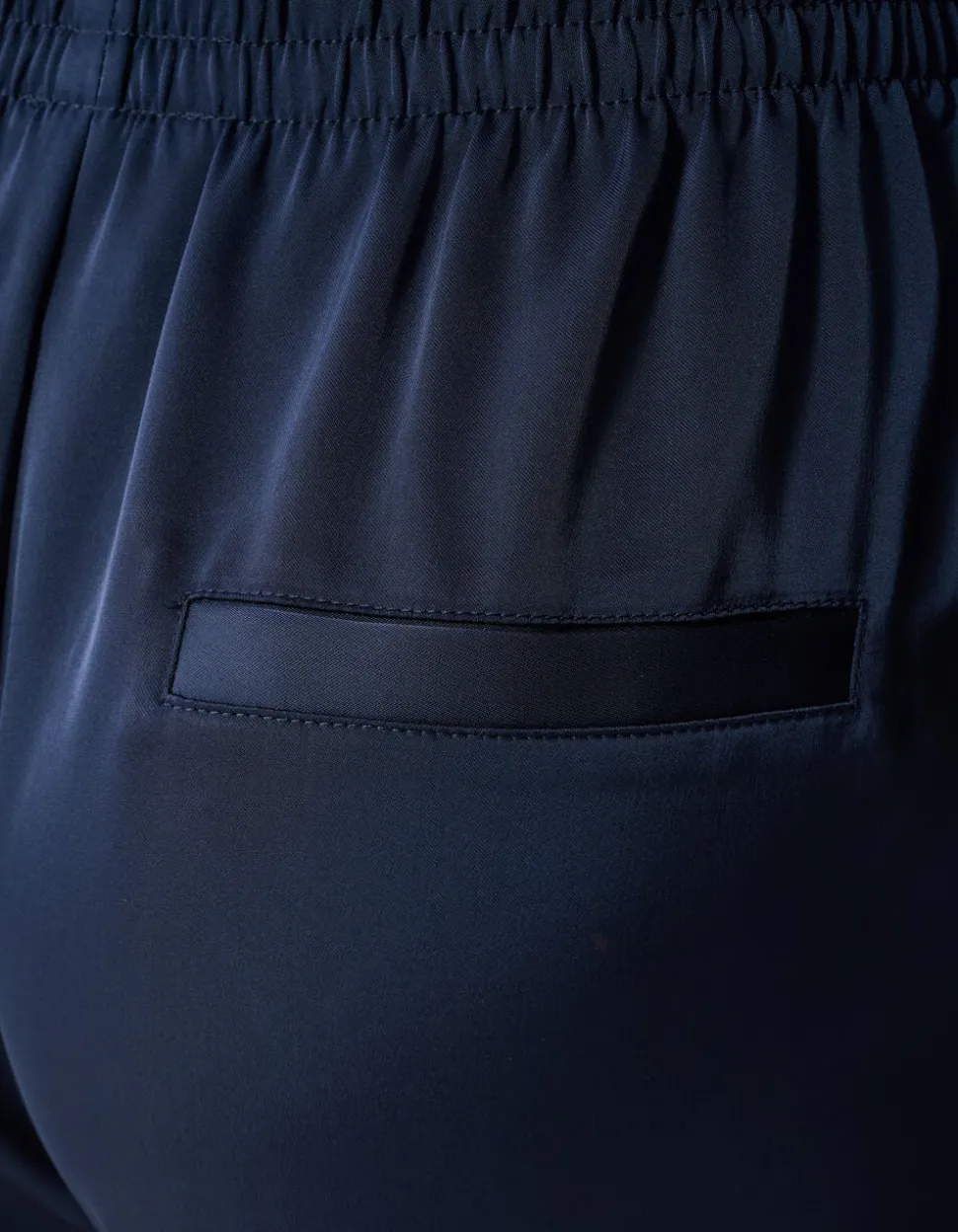 Satijnen Contrast Jogger Donkerblauw