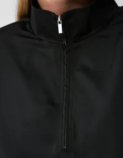 Satijnen Half Zip Top Zwart