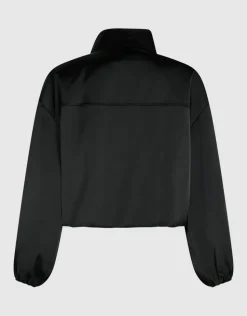Satijnen Half Zip Top Zwart