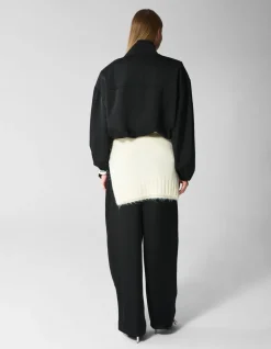 Satijnen Half Zip Top Zwart