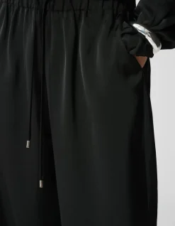 Satijnen Wide Leg Fit Broek Zwart