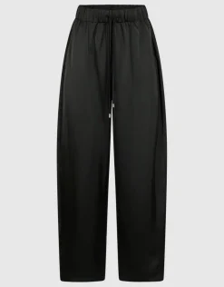 Satijnen Wide Leg Fit Broek Zwart