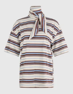 Scarf Striped T-shirt Gebroken Wit