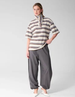 Scarf Striped T-shirt Gebroken Wit
