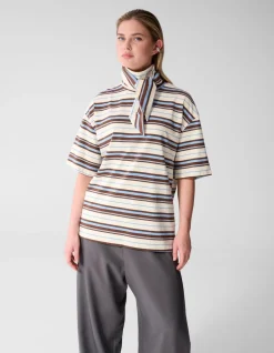 Scarf Striped T-shirt Gebroken Wit