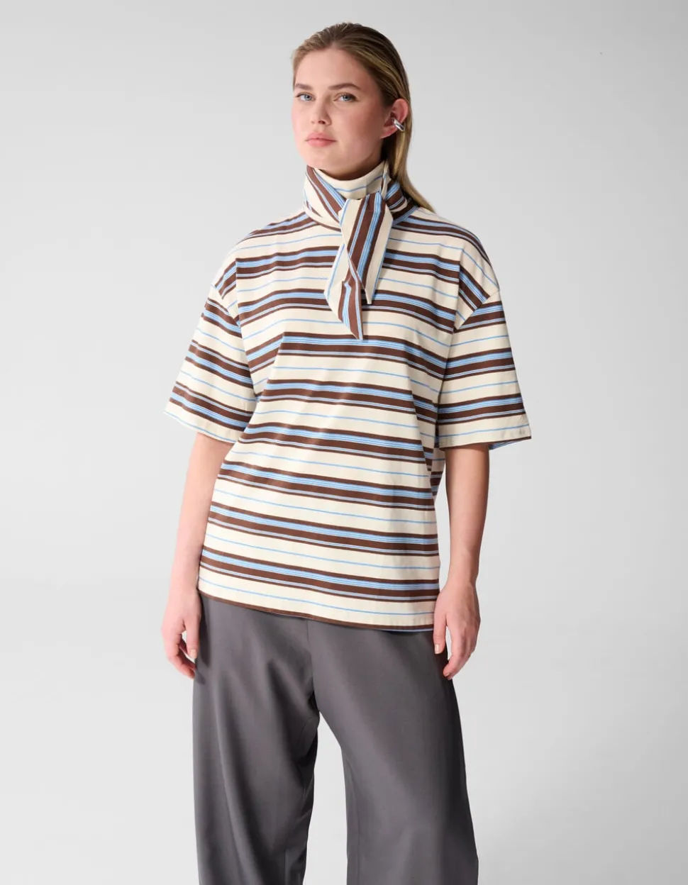 Scarf Striped T-shirt Gebroken Wit
