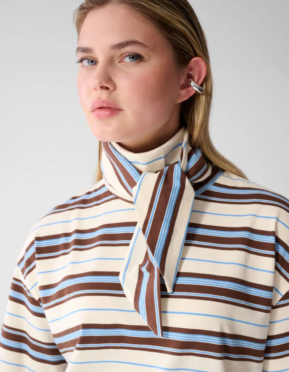 Scarf Striped T-shirt Gebroken Wit