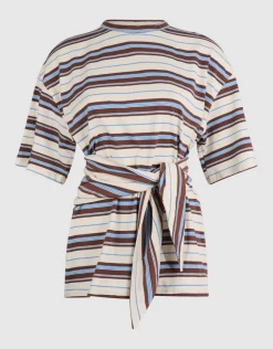 Scarf Striped T-shirt Gebroken Wit
