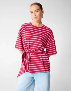 Scarf Striped T-shirt Roze/Rood