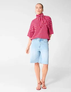 Scarf Striped T-shirt Roze/Rood