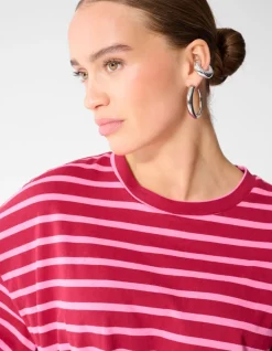Scarf Striped T-shirt Roze/Rood
