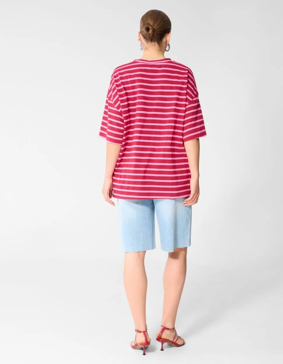 Scarf Striped T-shirt Roze/Rood
