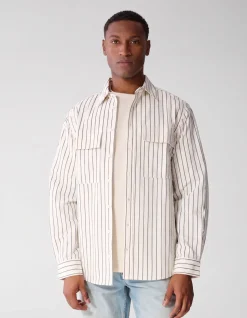 Seersucker Pinstripe Overhemd Gebroken Wit