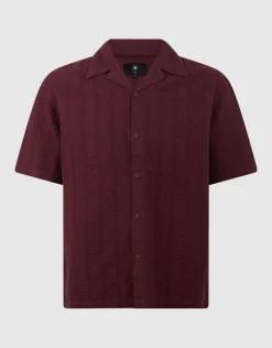 Seersucker Stripe Overhemd Donkerrood