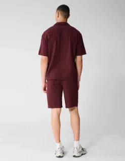 Seersucker Stripe Overhemd Donkerrood