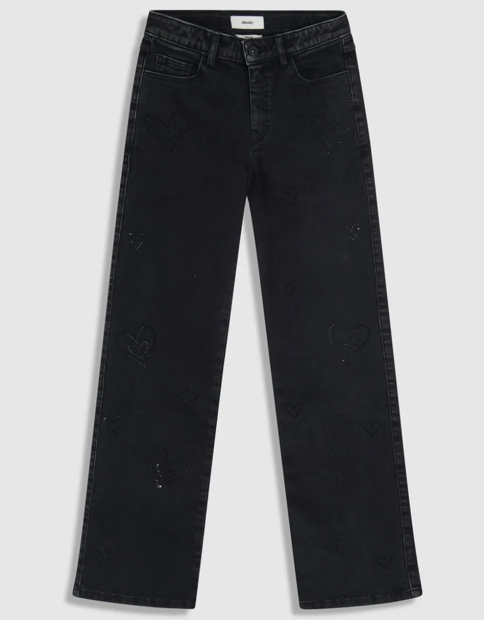 Shiny Heart Wide Leg Fit Jeans Zwart