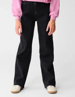 Shiny Heart Wide Leg Fit Jeans Zwart