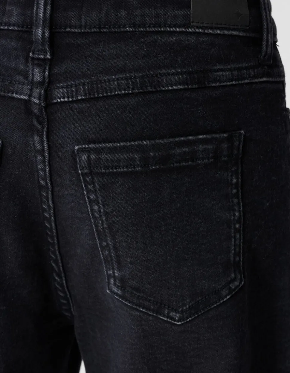 Shiny Wide Leg Fit Jeans Zwart