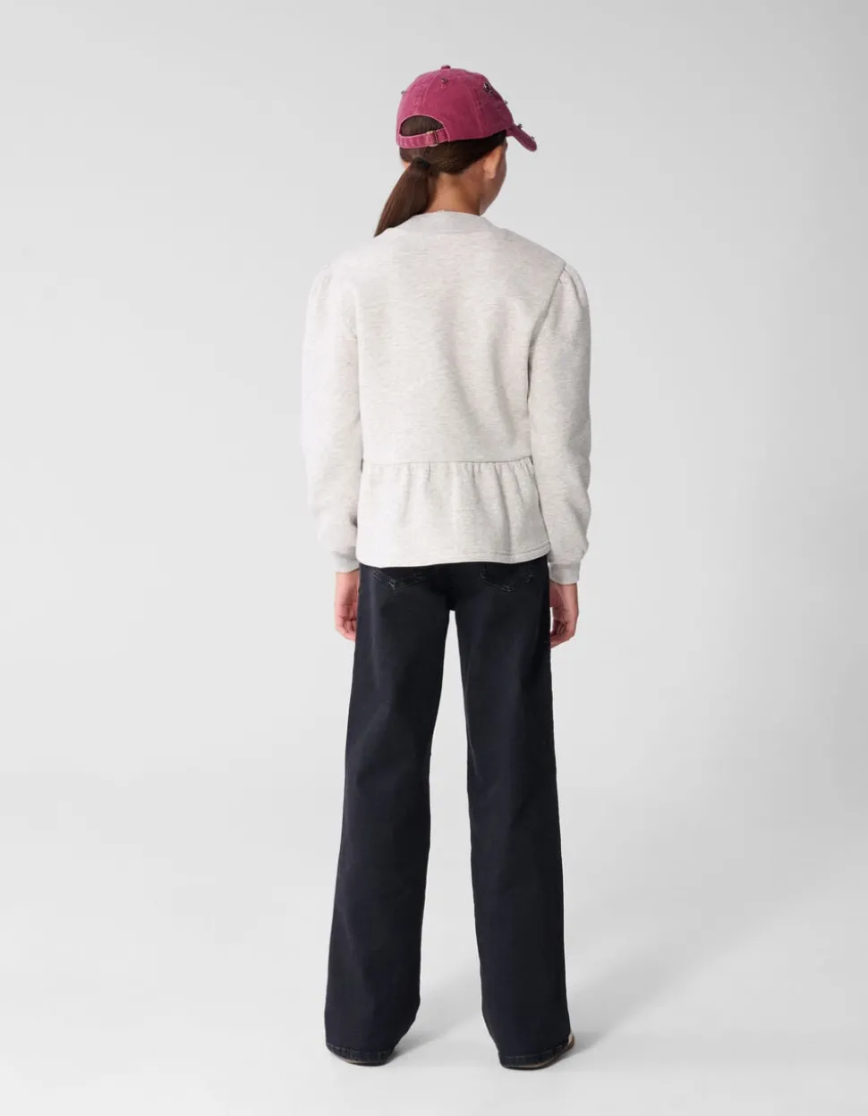 Shiny Wide Leg Fit Jeans Zwart