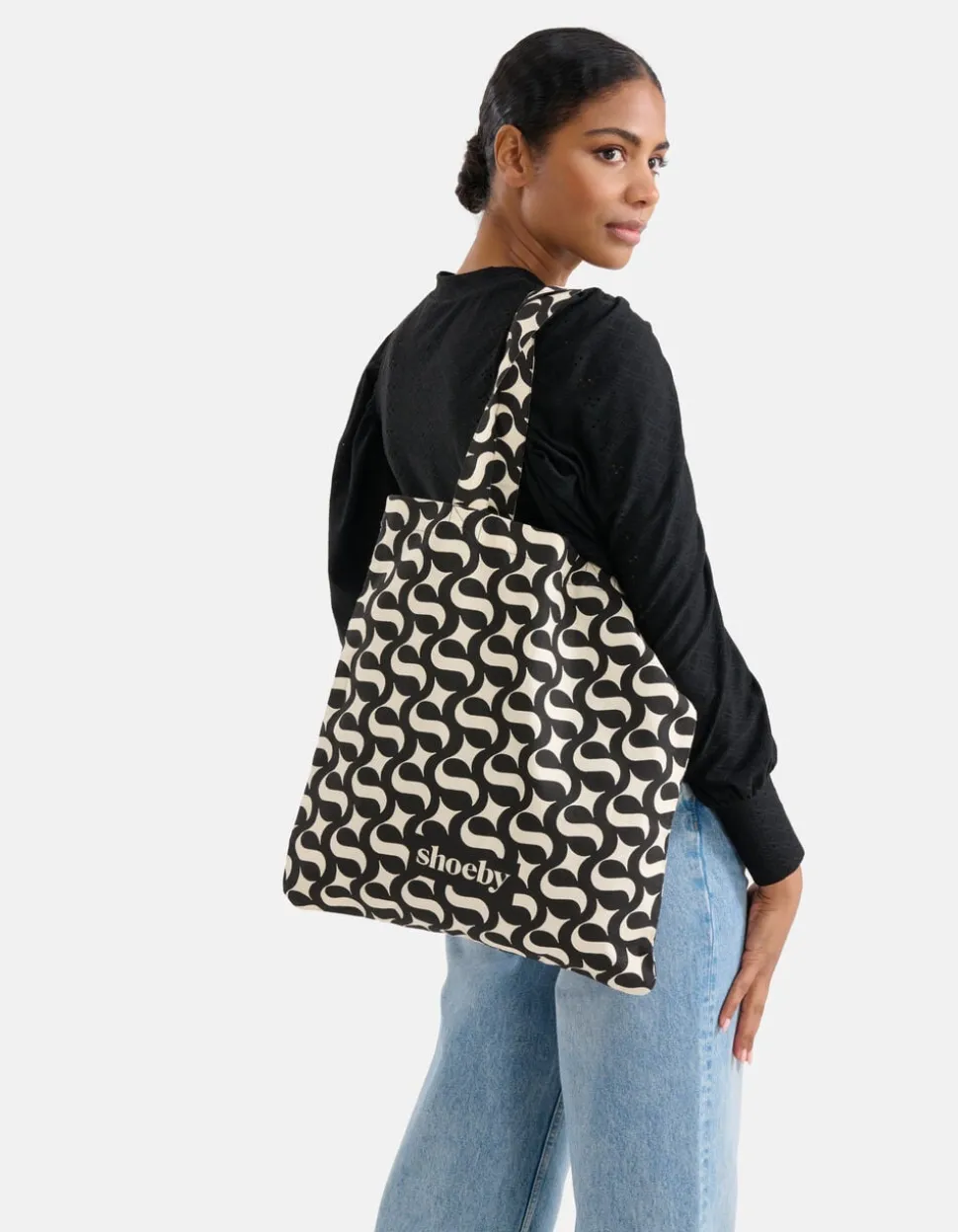Shoeby Logo Shopper Zwart