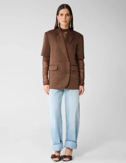 Short Sleeve Blazer Donkerbruin