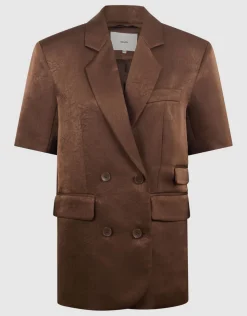 Short Sleeve Blazer Donkerbruin