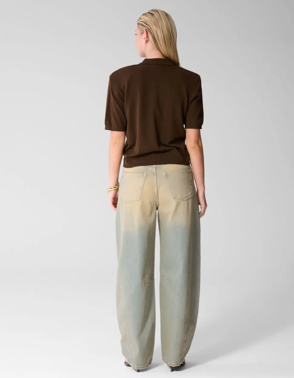 Shortsleeve Gebreide Polo Bruin