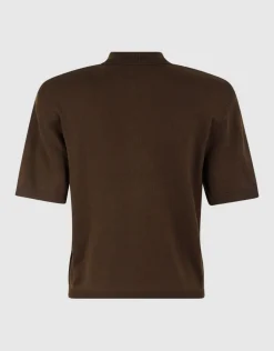 Shortsleeve Gebreide Polo Bruin
