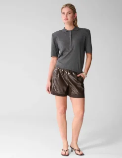 Shortsleeve Gebreide Polo Donkergrijs