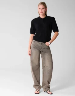 Shortsleeve Gebreide Polo Zwart