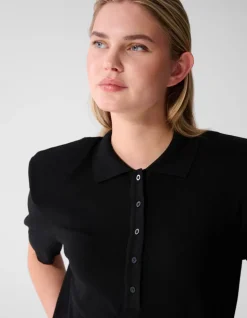 Shortsleeve Gebreide Polo Zwart