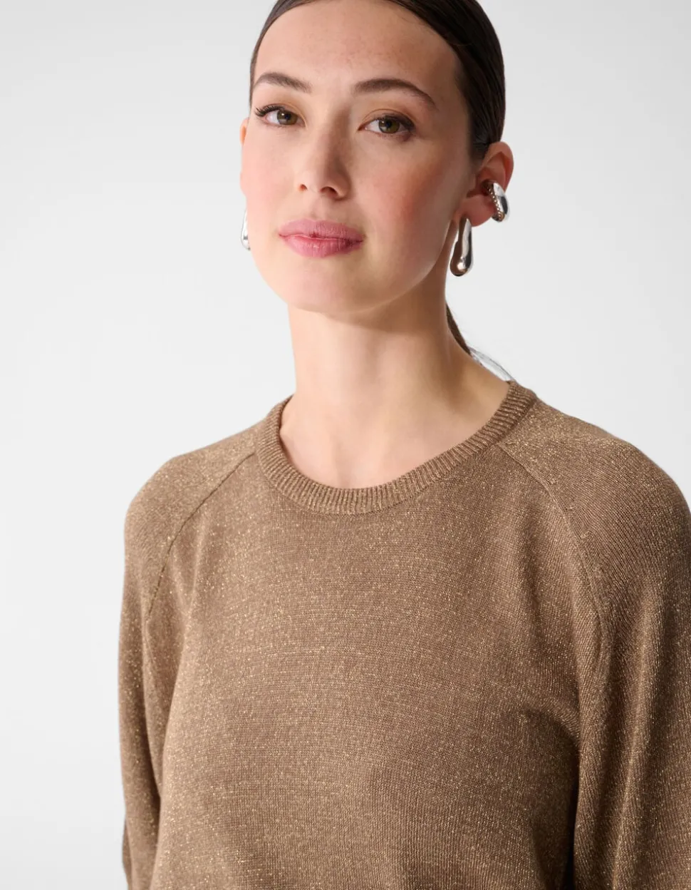 Short Sleeve Glitter Trui Bruin