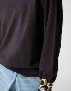 Shoulderpadded Gebreide Trui Donkergrijs