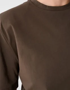 Shoulderpadded T-shirt Donkerbruin