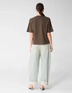 Shoulderpadded T-shirt Donkerbruin