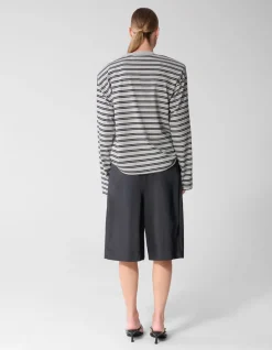 Shoulder Stripe Longsleeve T-shirt Grijs/Zwart