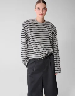 Shoulder Stripe Longsleeve T-shirt Grijs/Zwart