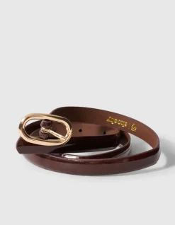 Smalle Riem Donkerbruin/Goud
