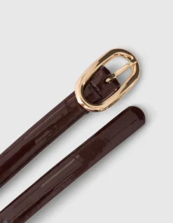 Smalle Riem Donkerbruin/Goud