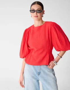 Smock Puff Top Rood