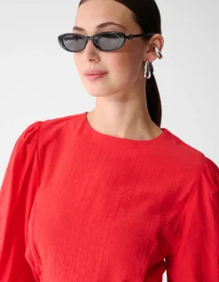Smock Puff Top Rood