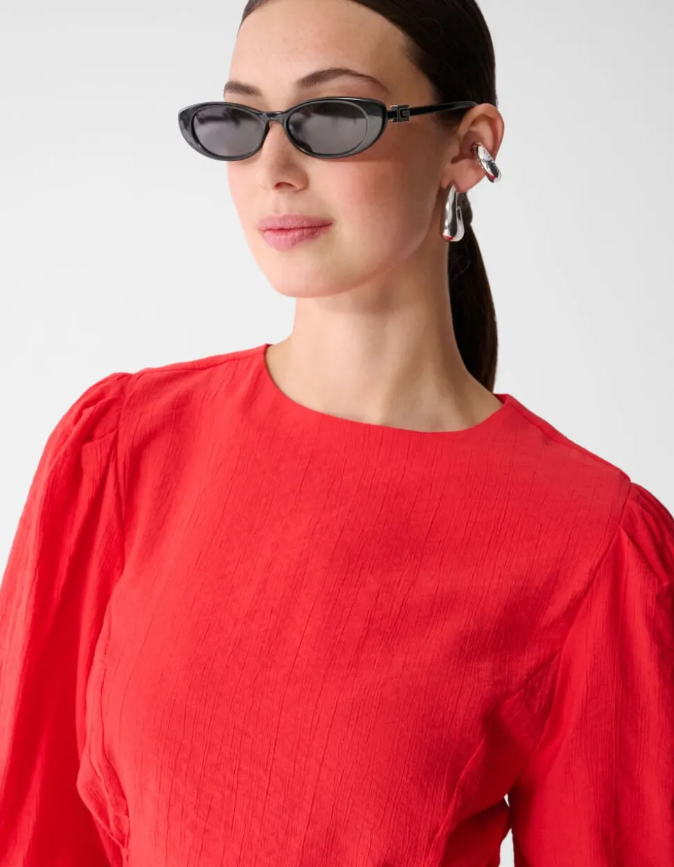 Smock Puff Top Rood