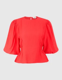 Smock Puff Top Rood