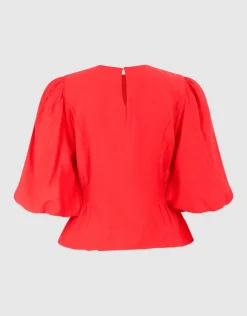 Smock Puff Top Rood