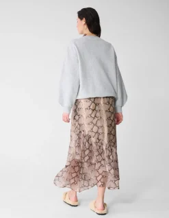 Snake Ruffle Maxi Rok Lichtbruin