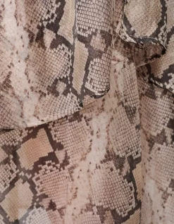 Snake Ruffle Maxi Rok Lichtbruin